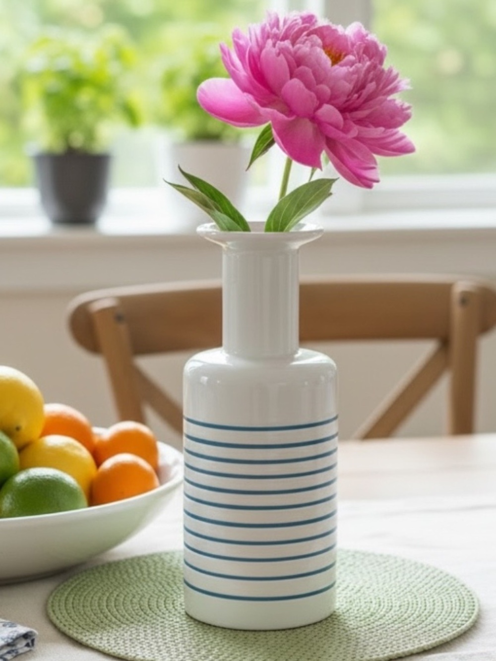 Ceramic Blue Striped Vase